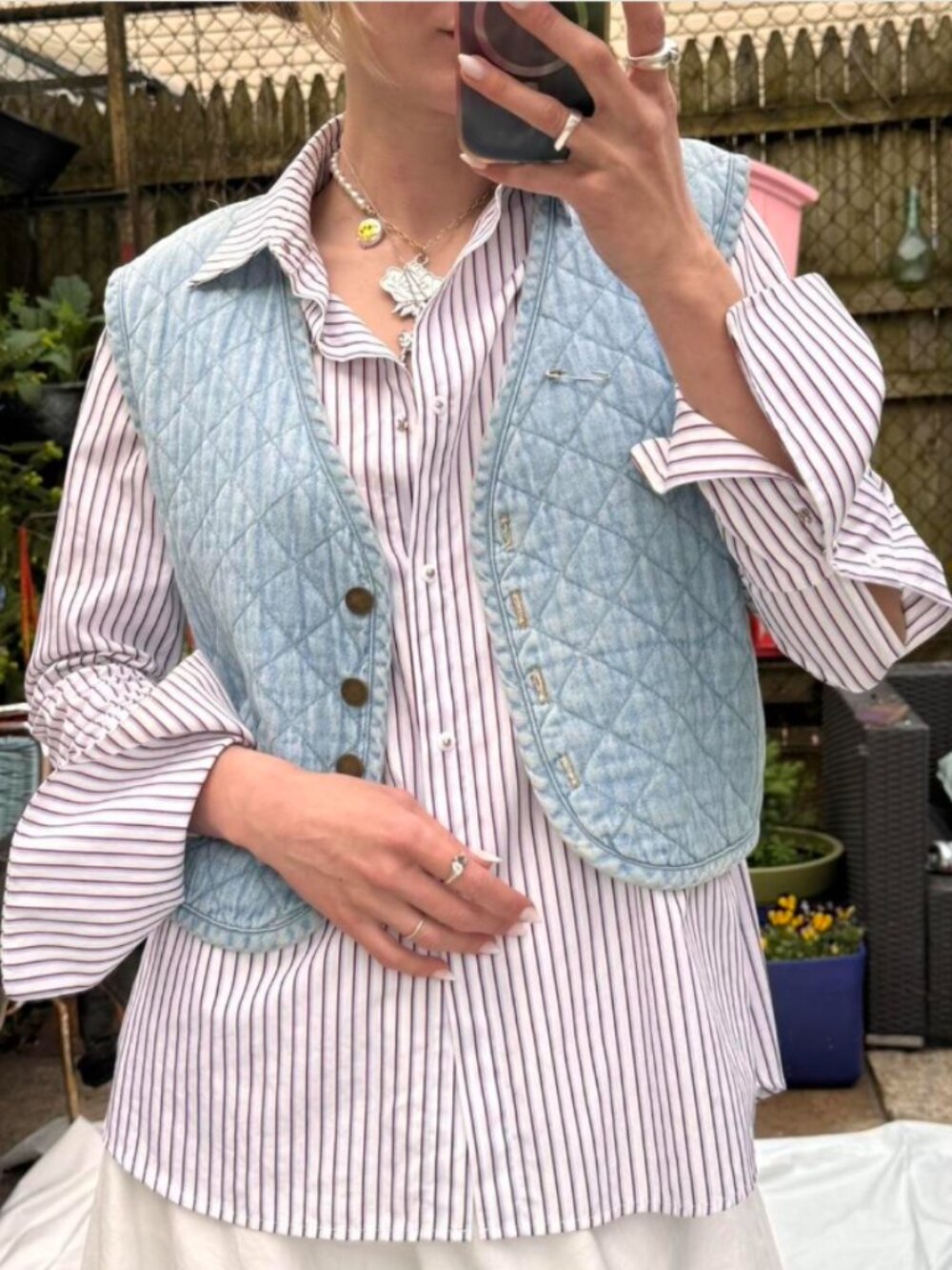 NWT Misha Nonoo The Husband Shirt in White/Red/Blue Large